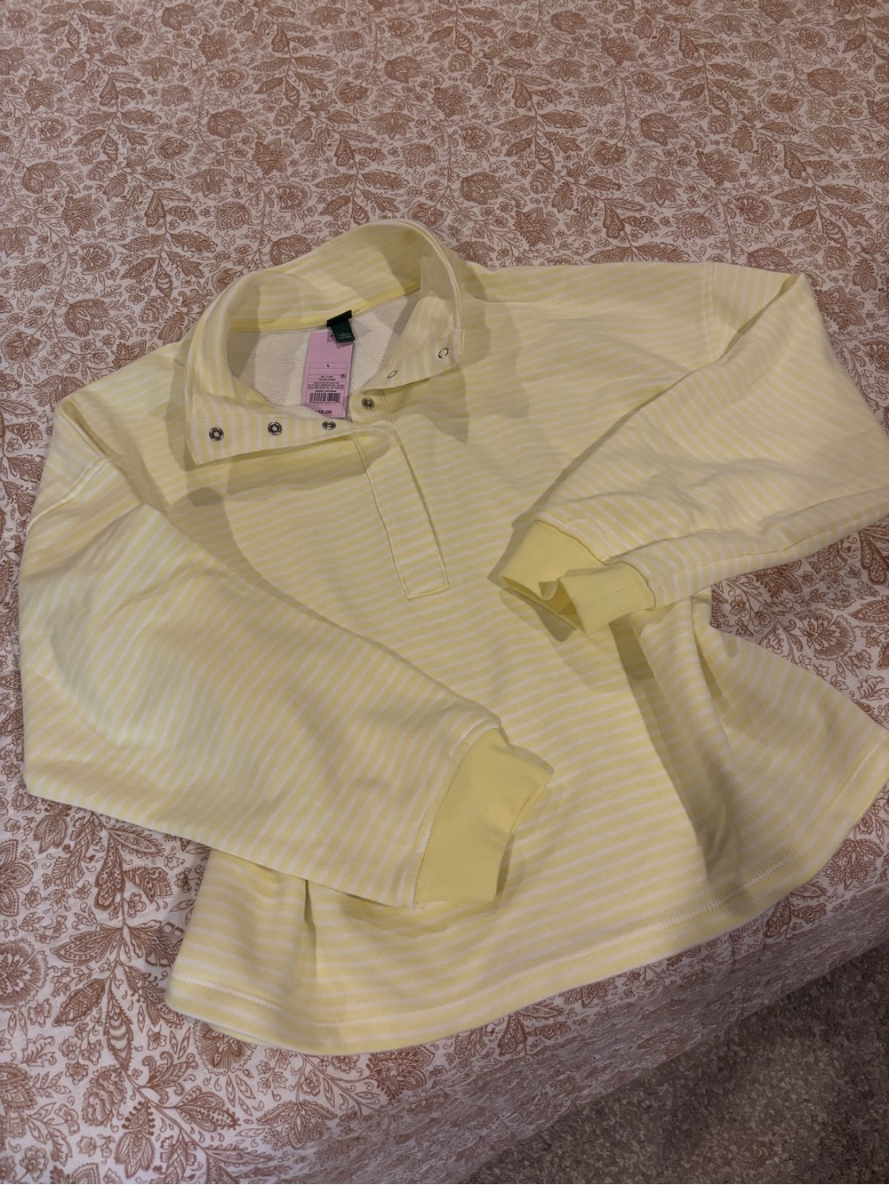 wild fable French Terry Henley Shirt —Yellow and White Striped - Picture 2 of 3